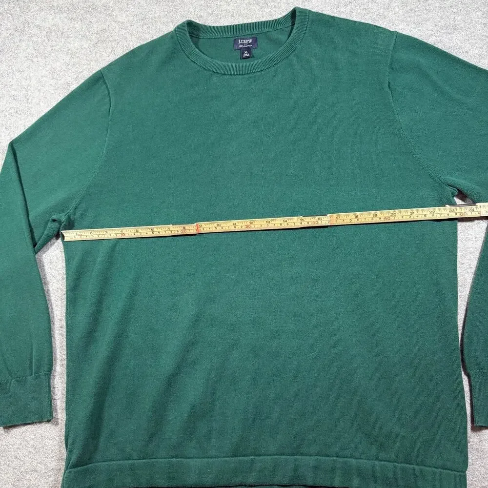 J. Crew Sweater Mens XL Green Crew Neck Cotton Knit Pullover Preppy Casual